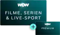 Logo des WOW Abos Filme, Serien & Live-Sport plus WOW Premium