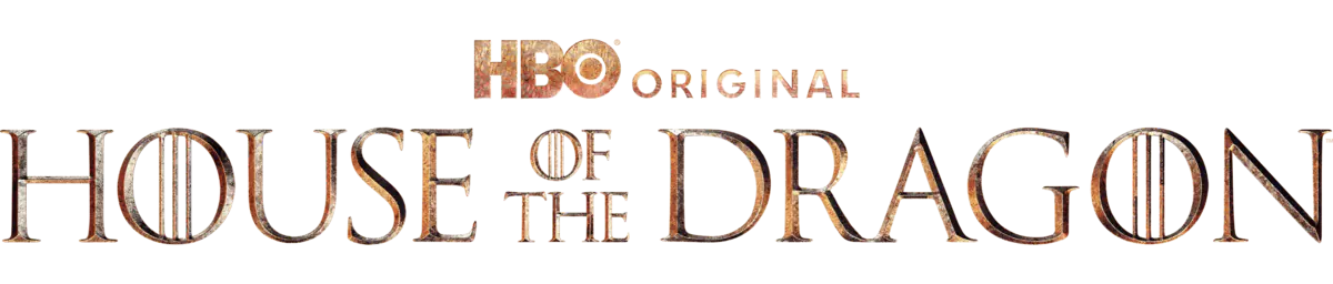 Der offizielle Schriftzug von Staffel 2 der HBO Original Serie "House of the Dragon" in goldener Farbe