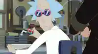 Abgebildet ist Rick, wie er an seinem Schreibtisch sitzt, vertieft in seine Forschung ist, als er plötzlich von jemandem gestört wird.