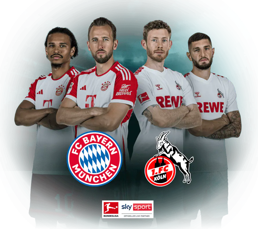 Abgebildet sind jeweils zwei Spieler von FC Bayern München und 1. FSV Mainz 05.