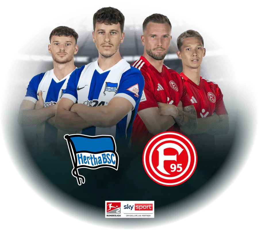 Abgebildet sind Spieler von Hertha BSC und Fortuna Düsseldorf