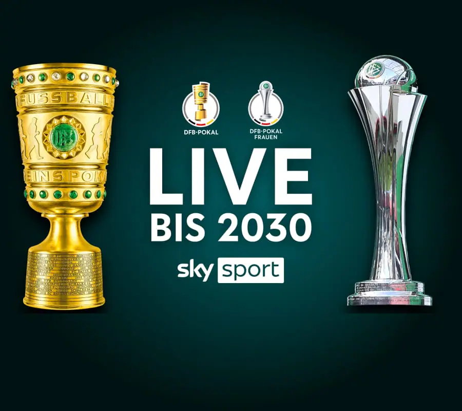 Abgebildet sind der DFB-Pokal und der DFB-Pokal der Frauen.