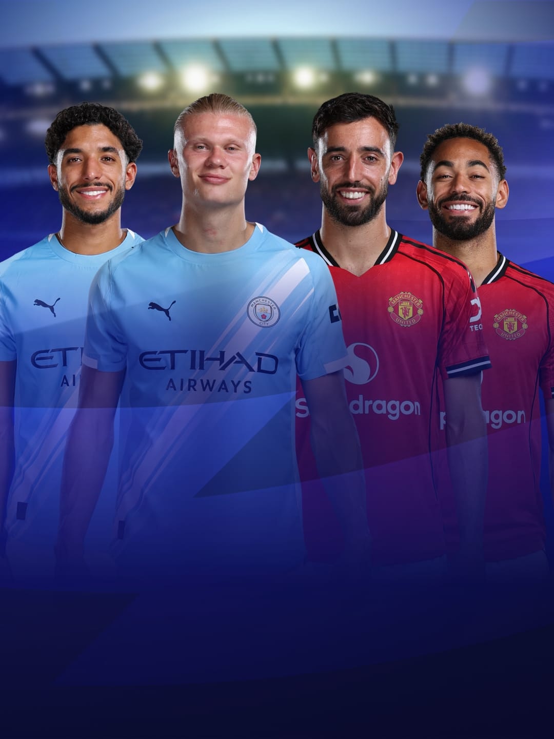 Je zwei Spieler von Machester City und Manchester United.
