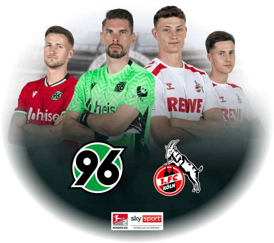Abgebildet sind Spieler vom Hannover 96 vs. 1. FC Köln.