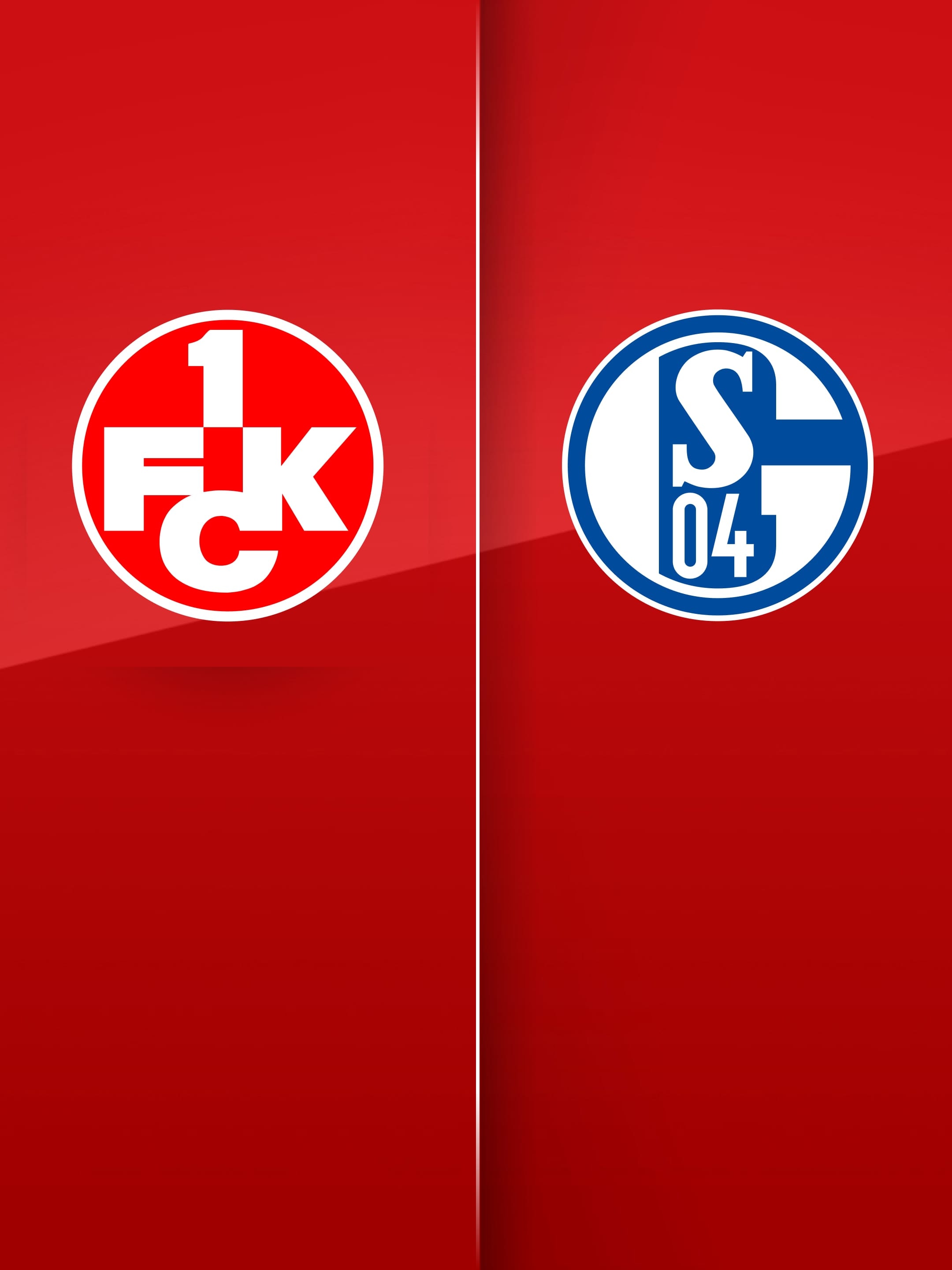 das 1. FC Kaiserslautern Logo und das FC Schalke 04 Logo auf rotem Hintergrund.