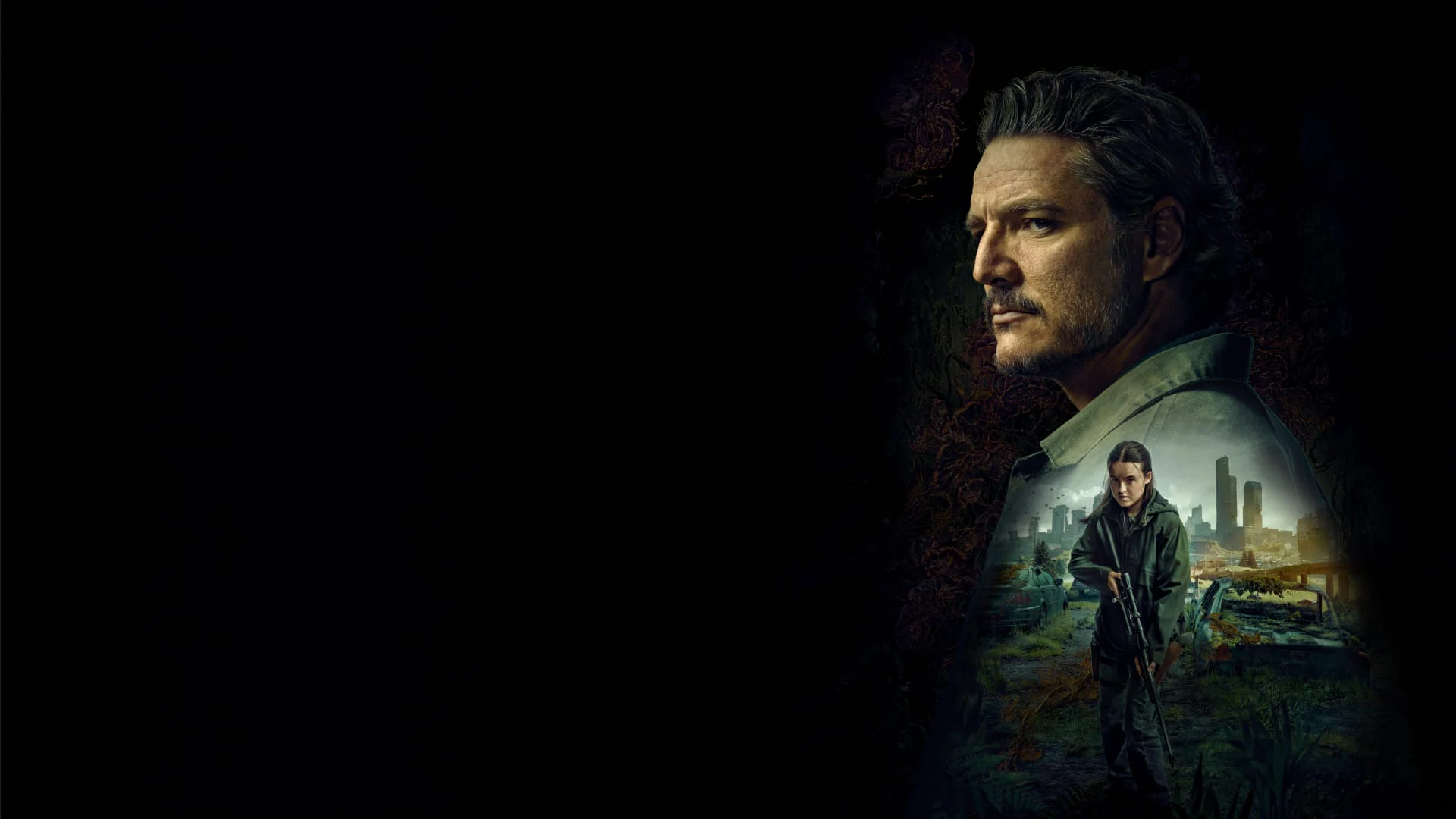 Das Keyart von The Last of Us Staffel 2 mit Pedro Pascal und Bella Ramsay.
