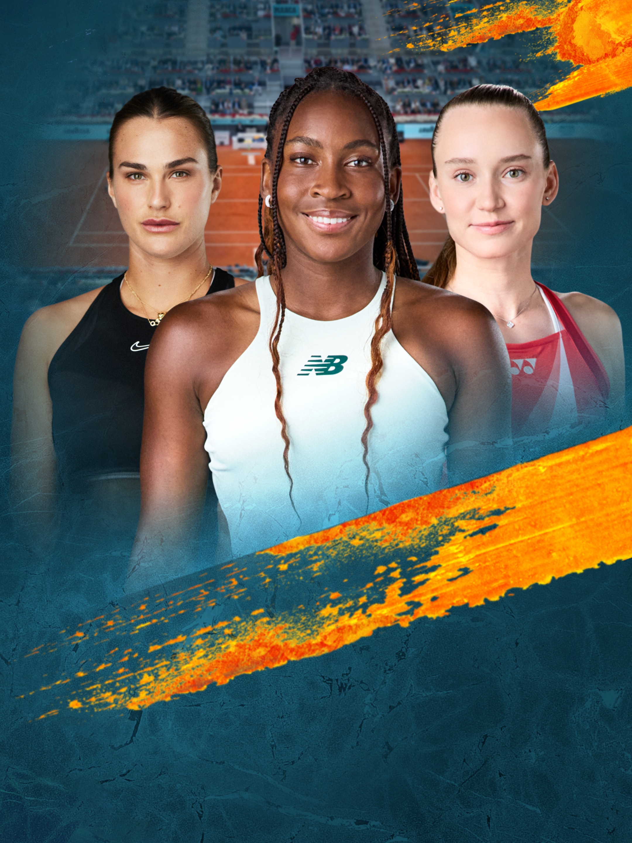 Drei Tennisspielerinnen