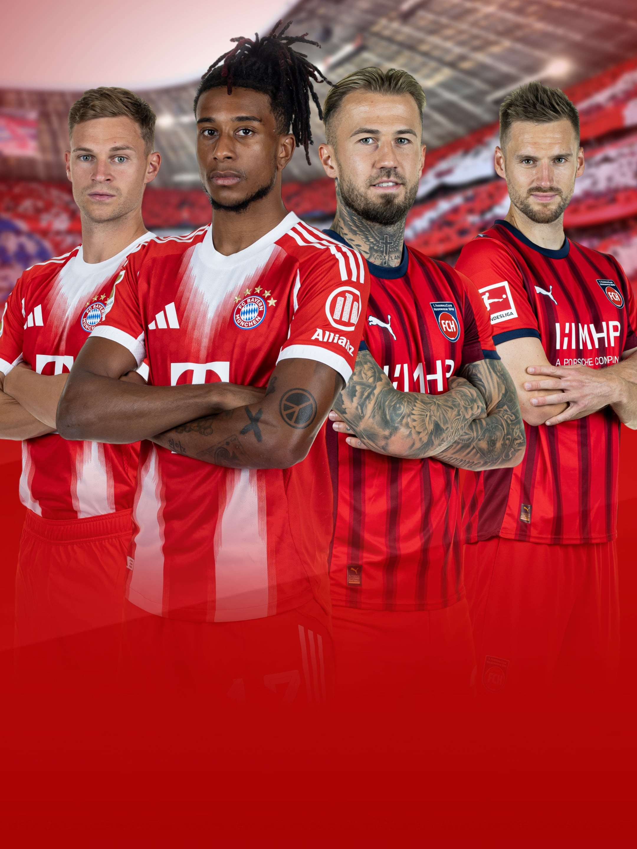 Jeweils zwei Spieler von FC Bayern München und. 1. FC Heidenheim