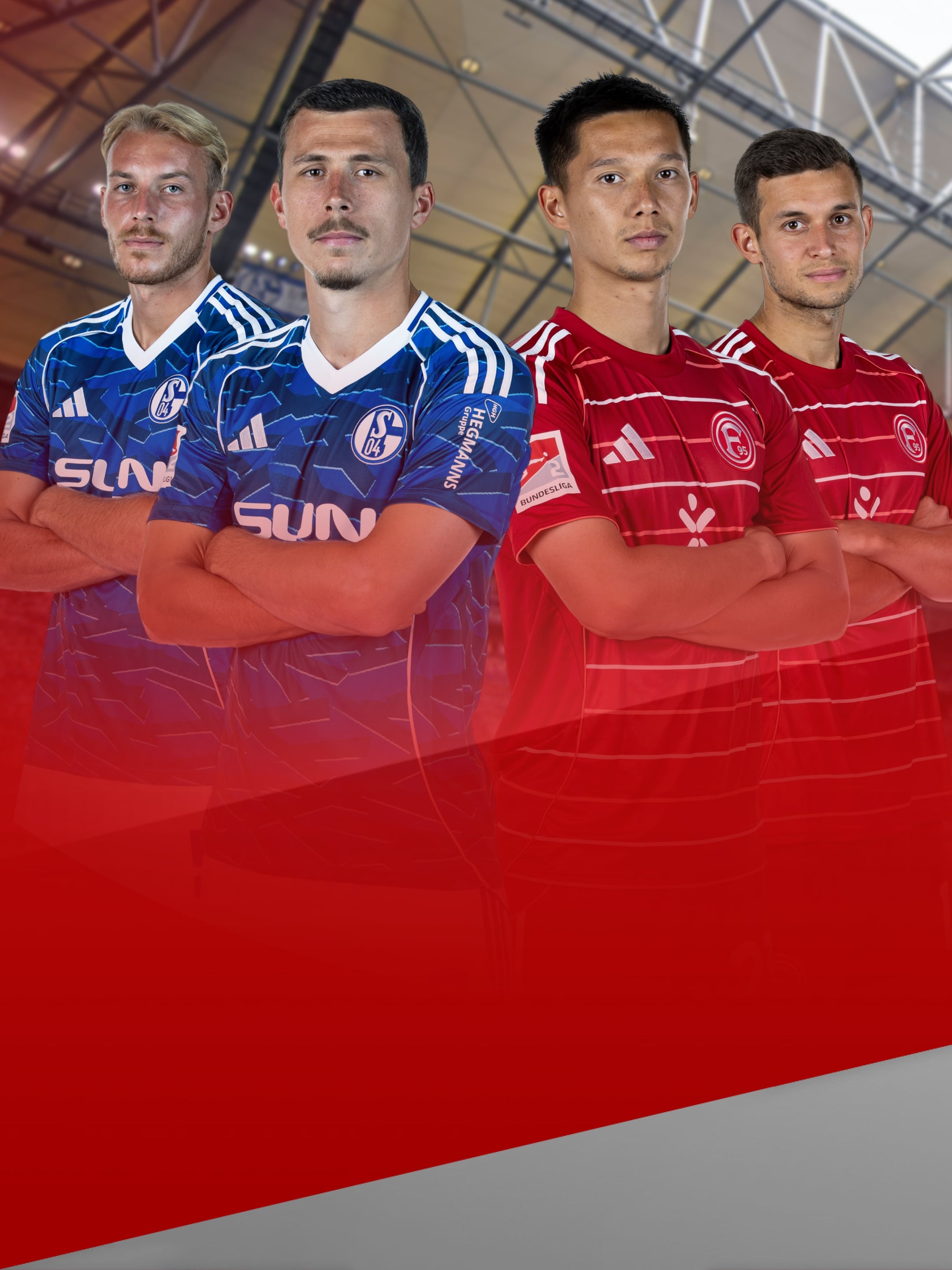 Jeweils zwei Spieler vom 1. FC Kaiserslautern und  Eintracht Braunschweig