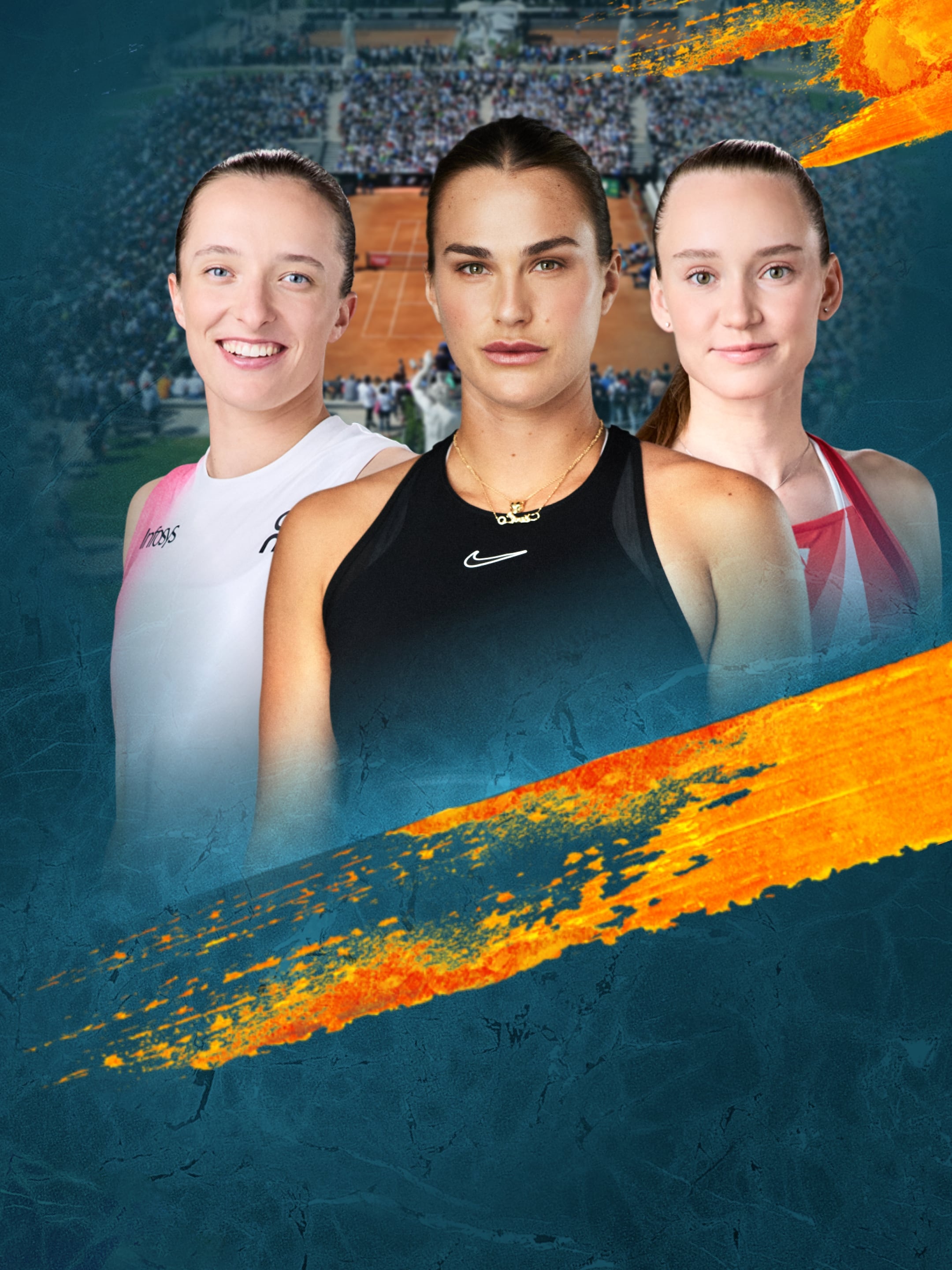 Drei Tennisspielerinnen