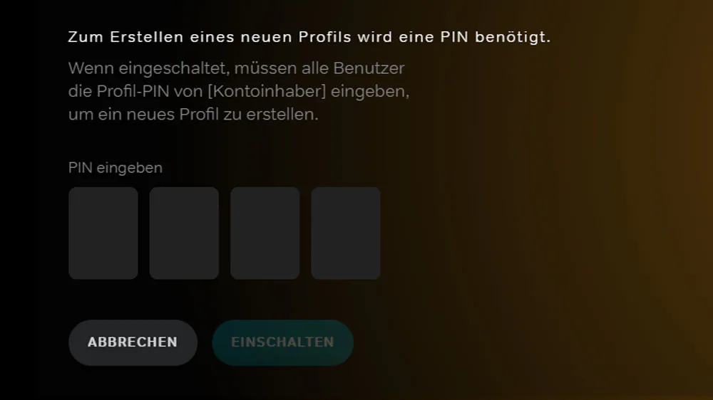  Profilerstellung mit PIN bei WOW
