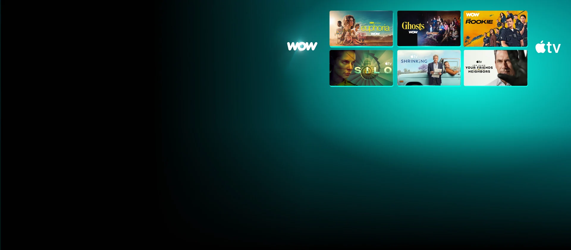 Die Grafik spiegelt die Vielfalt an Serien und Filmen bei WOW wider.