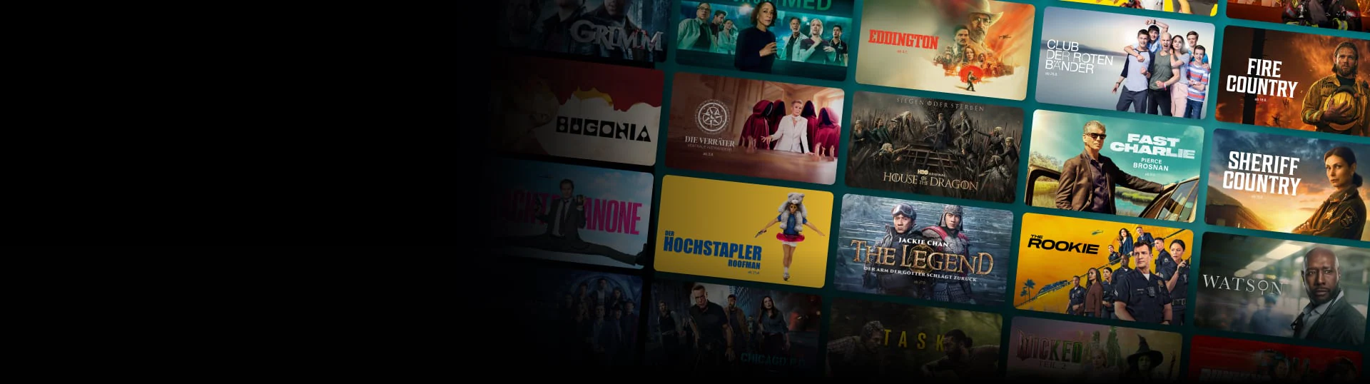Die Grafik spiegelt die Vielfalt an Serien und Filmen bei WOW wider.