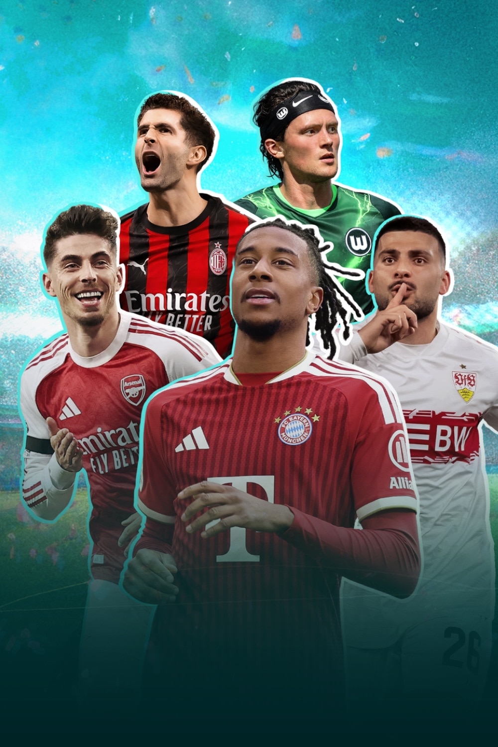 Fünf Spieler aus der Bundesliga, 2. Bundesliga und der Premier League