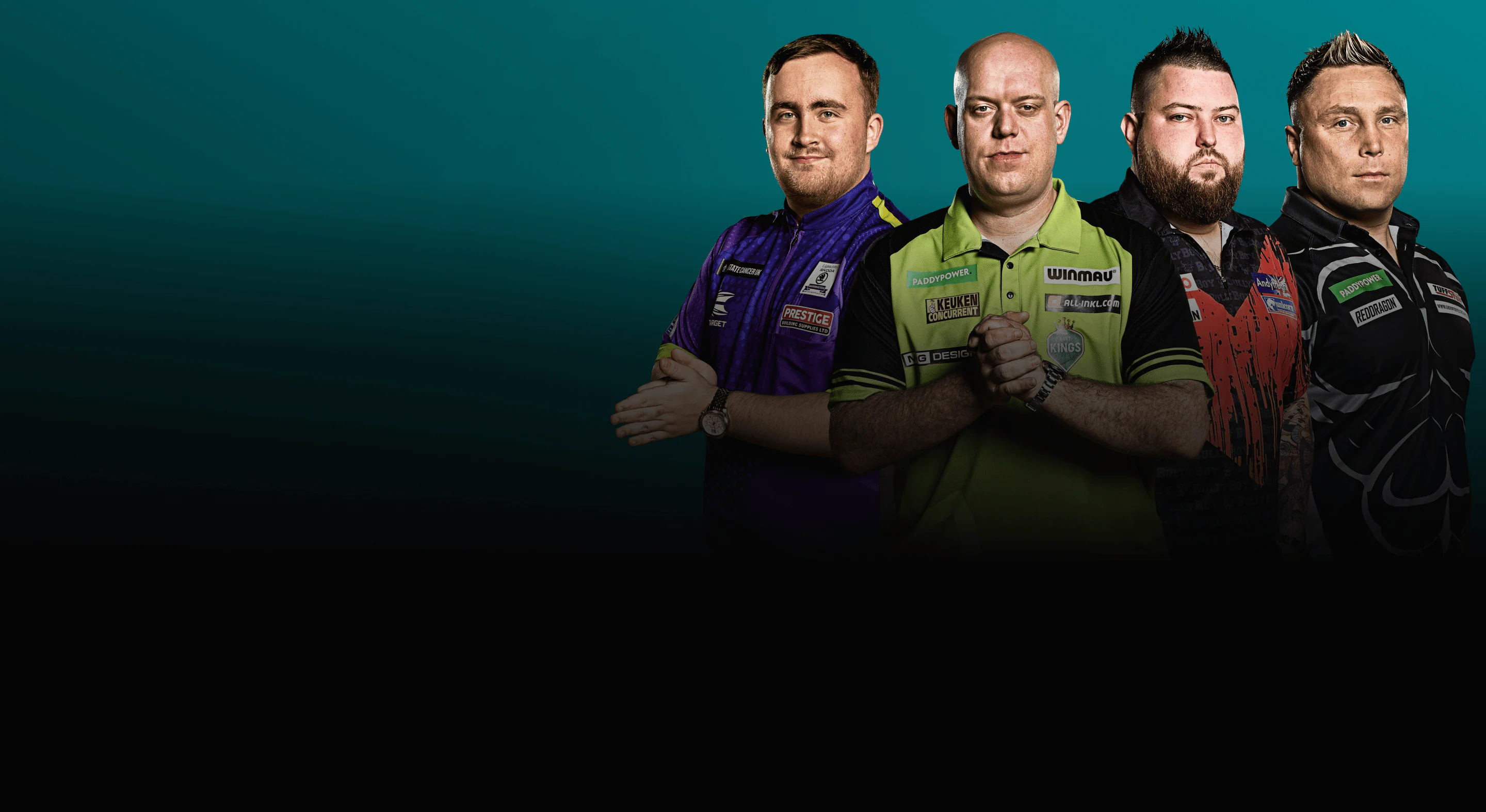 Luke Humphries, Luke Littler, Michael van Gerwen, and Gerwyn Price