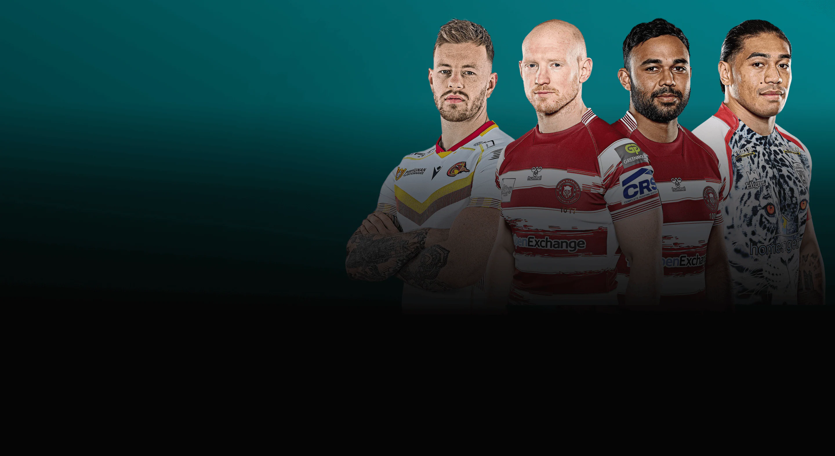 Rugby players Finn Russell, Bundee Aki, Maro Itoje, and Jac Morgan
