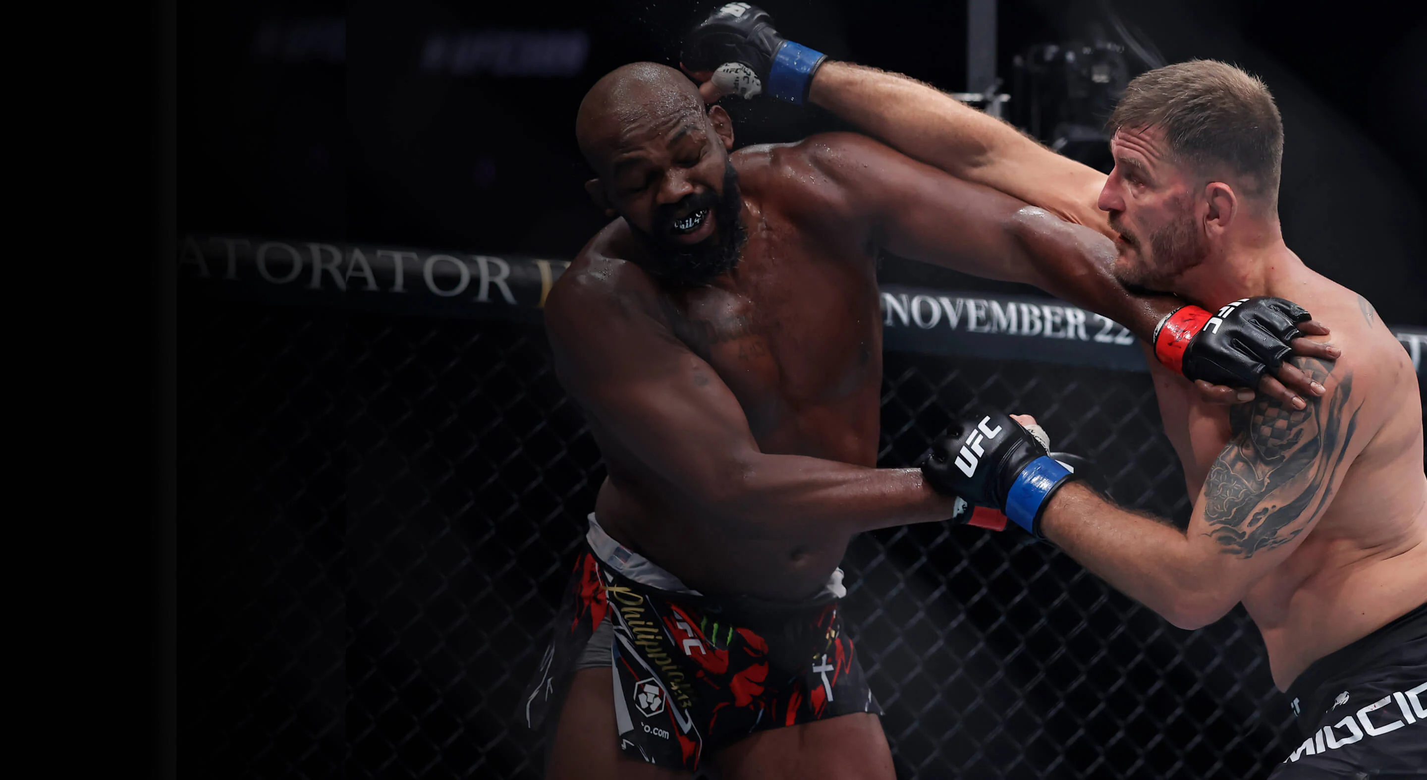 Jon Jones fighting Stipe Miocic