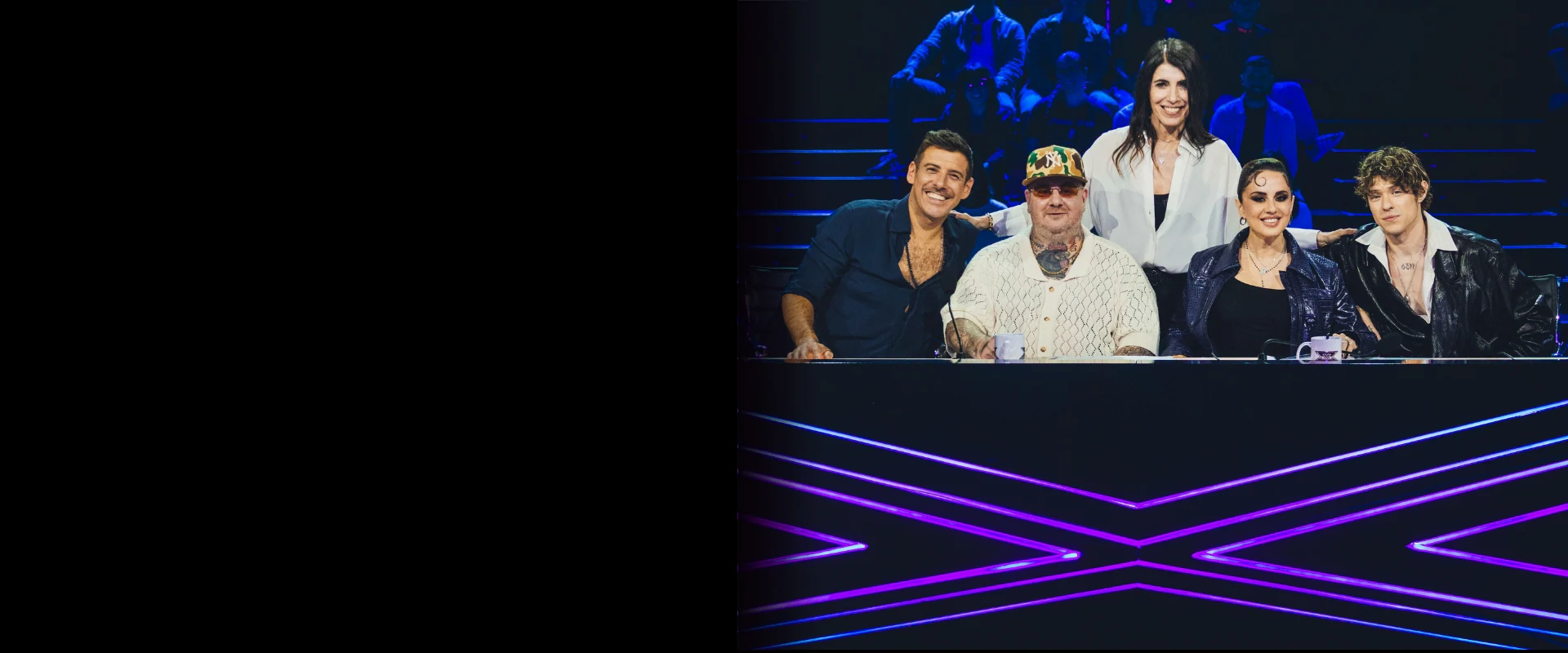 Giorgia sul palco con i giudici Achille Lauro, Paola Iezzi, Jake la Furia e Francesco Gabbani.